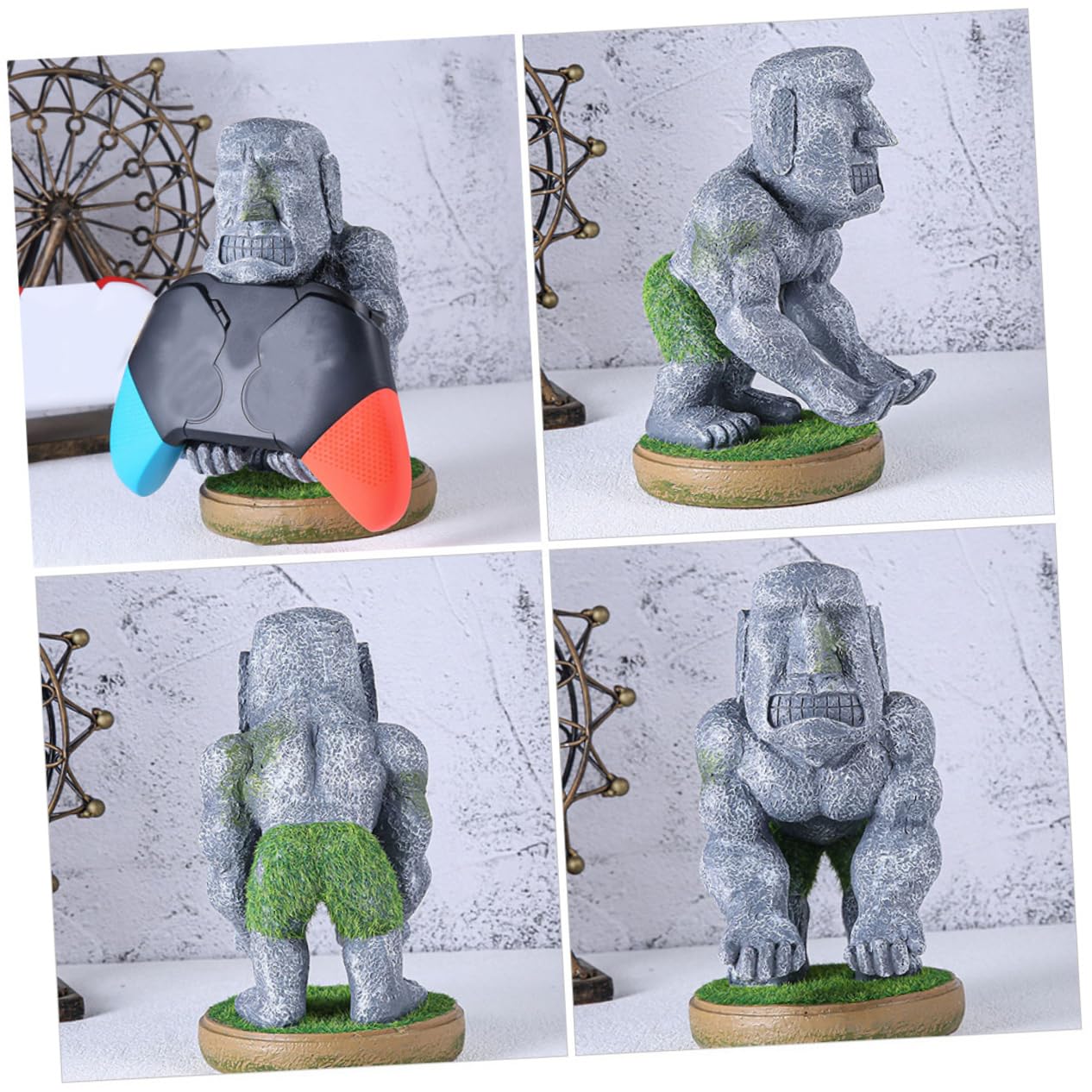 Tofficu Supporto Controller Gaming in Resina a Forma di Statua Moai, Multiuso e Durevole, per Desktop e Casa, Accessorio Postazione Gaming Originale