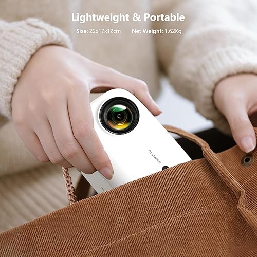 Miniatura 6 de Mini proyector con WiFi y Bluetooth, proyector portátil 4K 1080P, proyector de película al aire libre de 18000 lúmenes, soporte de enfoque eléctrico
