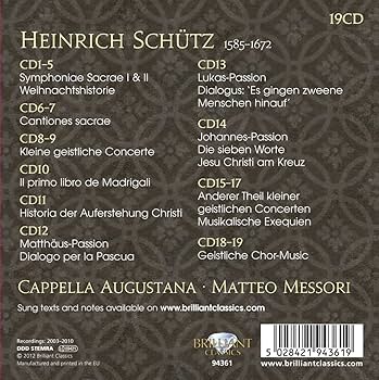 クラシック HEINRICH SCHUTZ EDITION SCHUTZ,HEINRICH - Heinrich Schutz Edition - Amazon.com Music