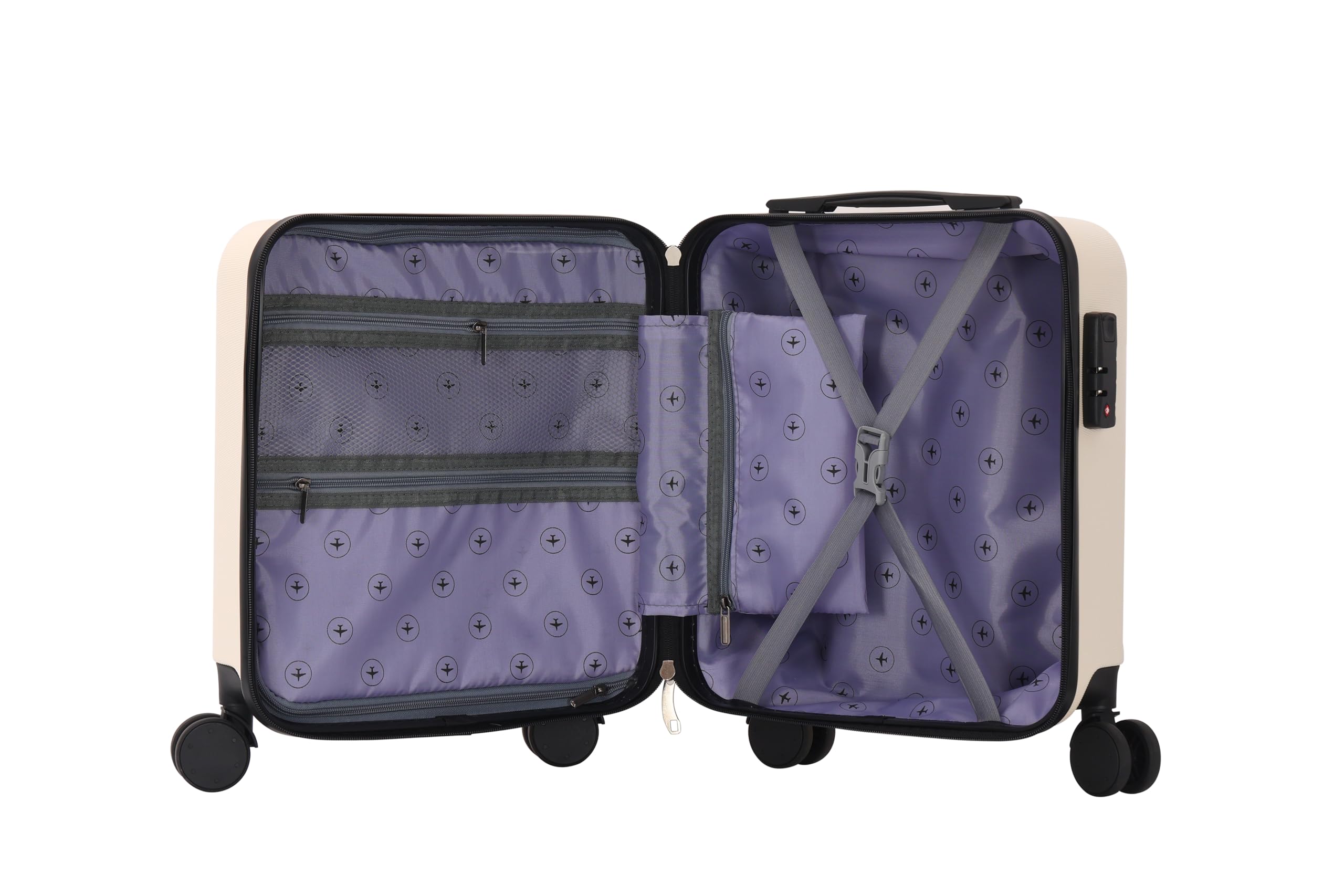 Valigia cabina, 45 x 36 x 20 cm, approvata valigia EasyJet, Vueling & +100 compagnie aeree, custodia rigida antiurto, bianco, piccolo, bagaglio cabina easyjet 45x36x20cm