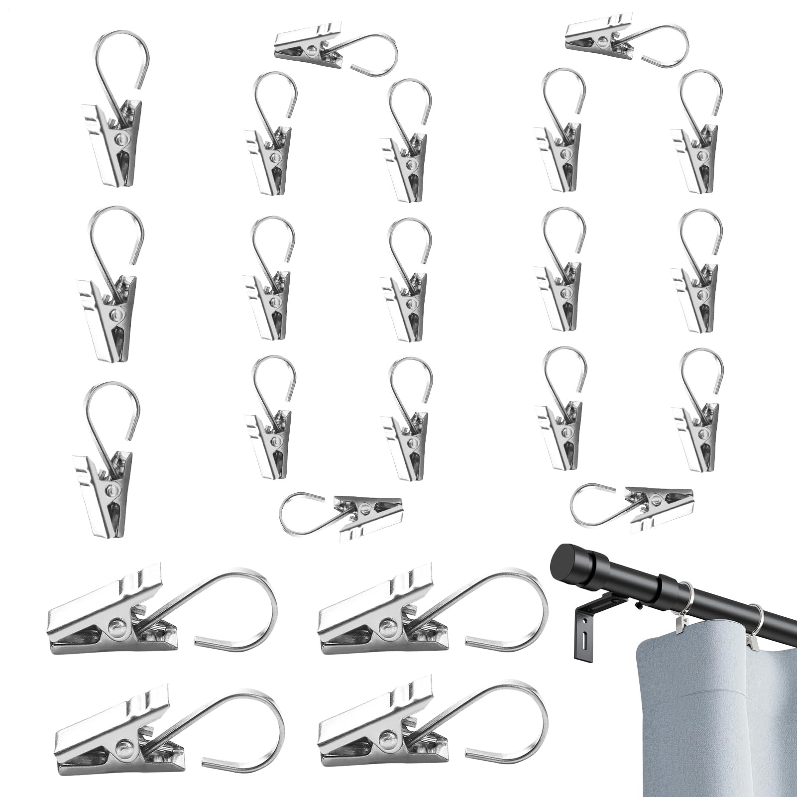 Clips para Cortinas y Ganchos de Acero Inoxidable para Colgar Luces de Fiesta en Patios