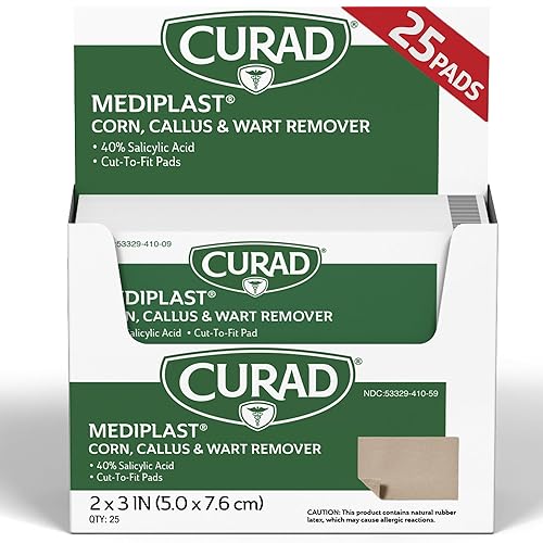 Curad Mediplast - Eliminador de granos callos y verrugas almohadillas 40 de ácido salicĂlico para eliminar tĂłpicamente granos callos y verrugas 25 Curad Mediplast - Eliminador de granos callos y verrugas almohadillas 40 de ácido salicĂlico para eliminar tĂłpicamente granos callos y verrugas 25