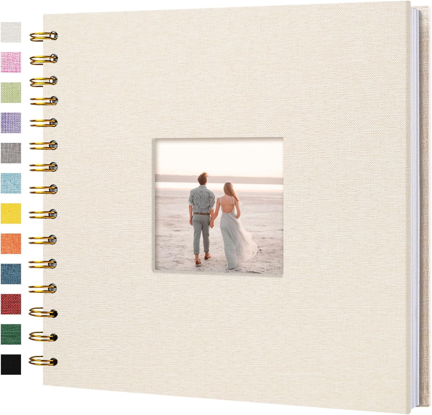 Artmag Álbum de fotos de 12 x 12 pulgadas, cubierta de lino, 40 hojas/80 páginas, tapa dura, papel kraft blanco, libro de recuerdos para boda, aniversario, Navidad, familia, color blanco