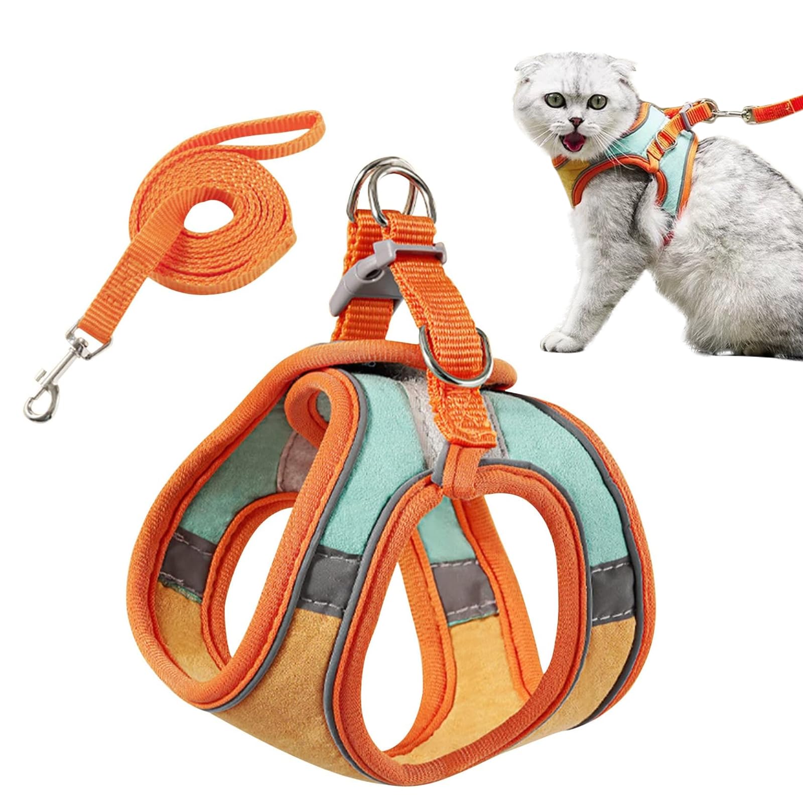 PETCUTE Arnes para Gatos Antiescape con Correa,Arnés Gato a Prueba de Escape con Tira Reflectante,Transpirable Cómodo,Chaleco de Seguridad para Gatos Cachorros