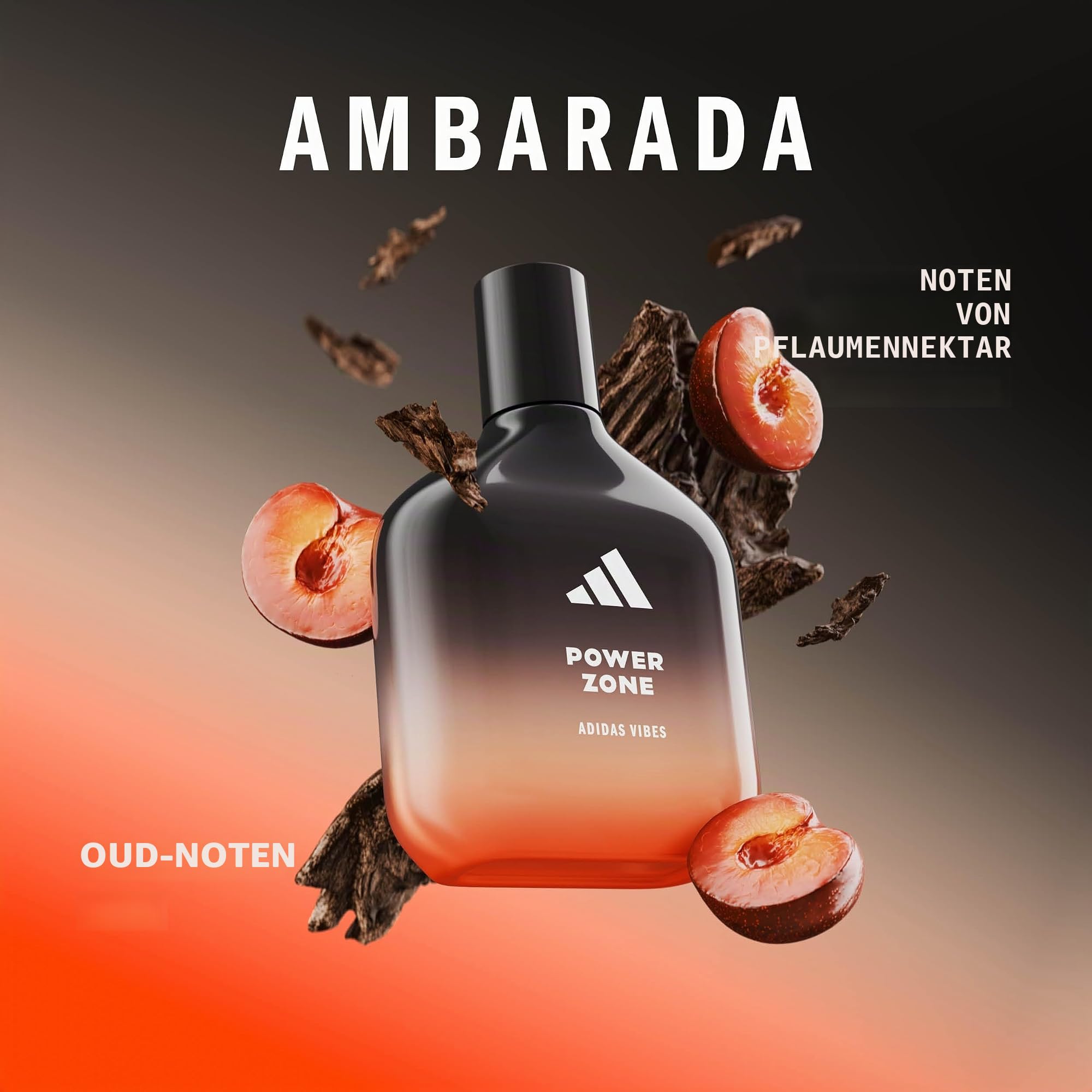 adidas Vibes Power Zone Unisex Eau de Parfum | Langanhaltender sportlicher würziger bernsteinfarbener Duft, Noten von Oud und Pflaumennektar, weckt die Sinne