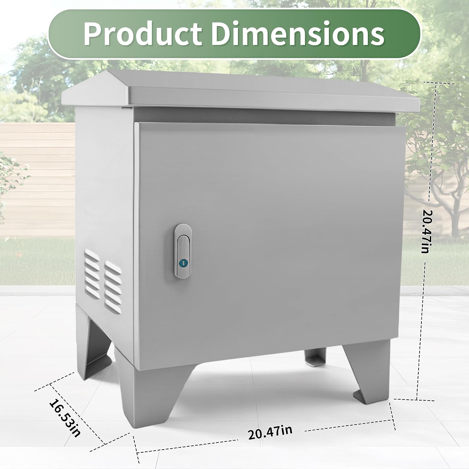 Pond Aerator Cabinet, 20.47"W x 16.53"D x 20.47"H Weatherproof Outdoor Pond Aerator Air Pump Cabinet with Cooling Fan and Built-In Outlet, for Pond Aerators and Air Pumps