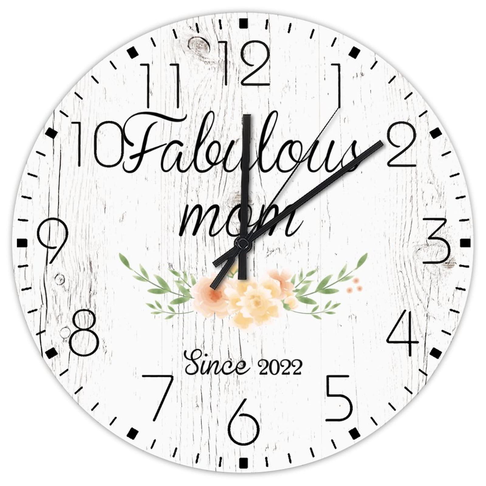 Horloge murale 30,5 x 30,5 cm ronde en bois vintage