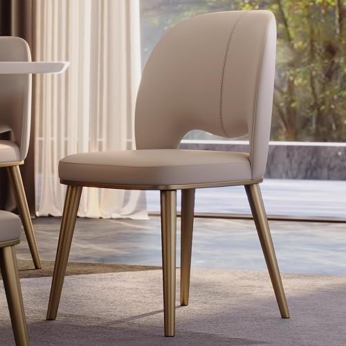 Sillas de comedor de cocina, sillas de comedor curvadas de piel sintética, silla sin brazos con patas de metal, silla de sala de estar para hoteles,