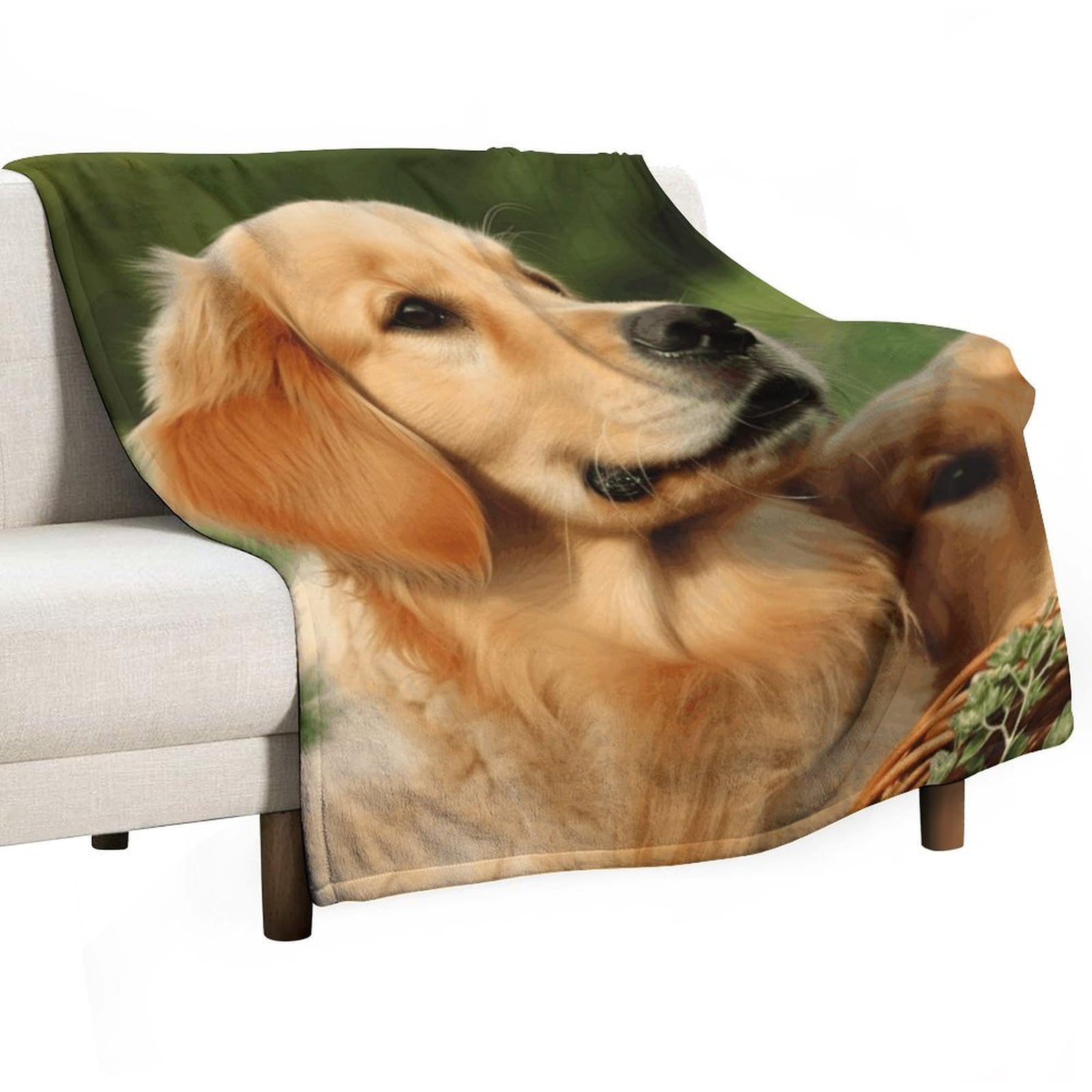Couverture polaire haut de gamme Golden Retriever lit et canapé 178x203