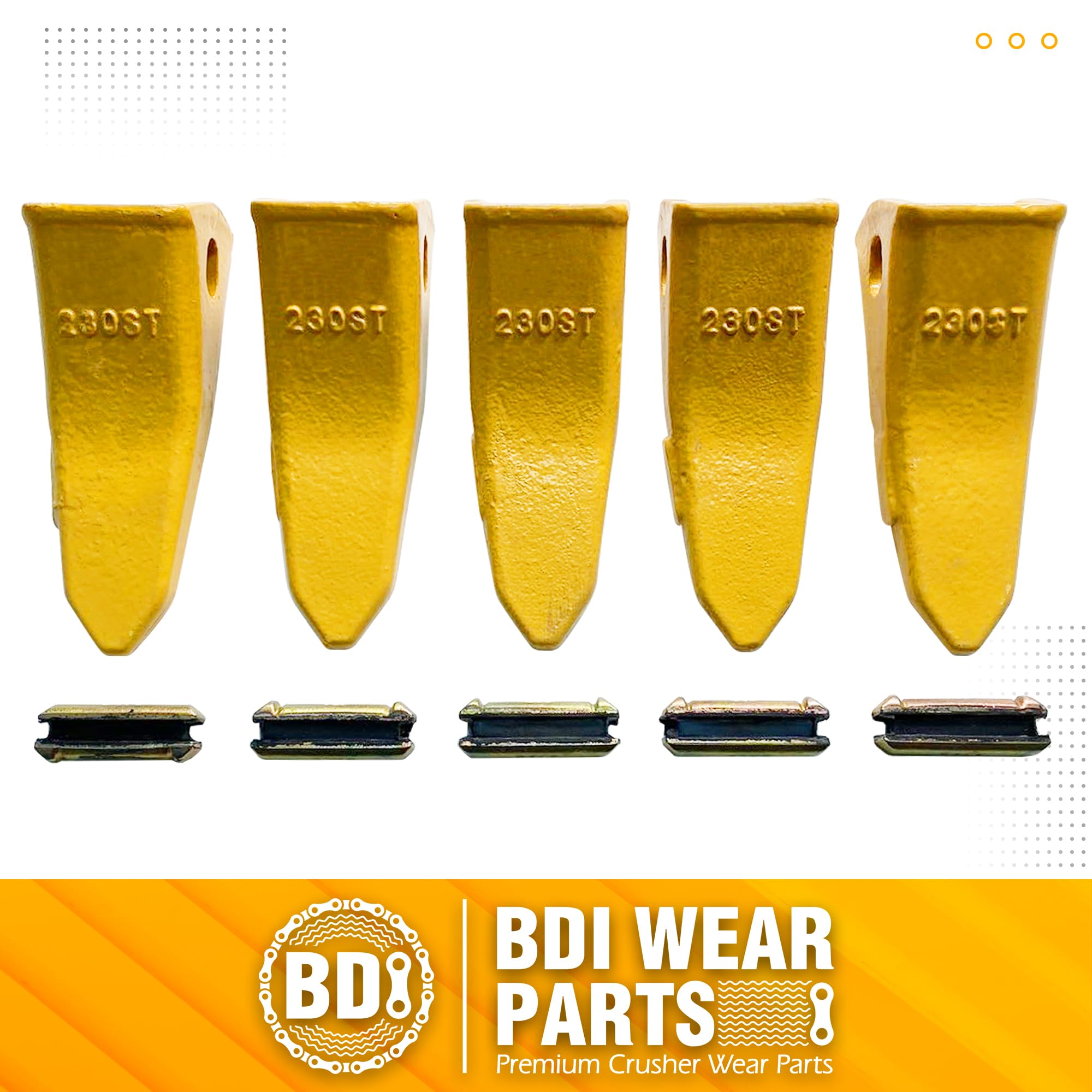 BDI Wear Parts 230 Series 230T Bucket Teeth – 3-Pack Replacement For Bobcat & Hensley, With 23P Flex Pins