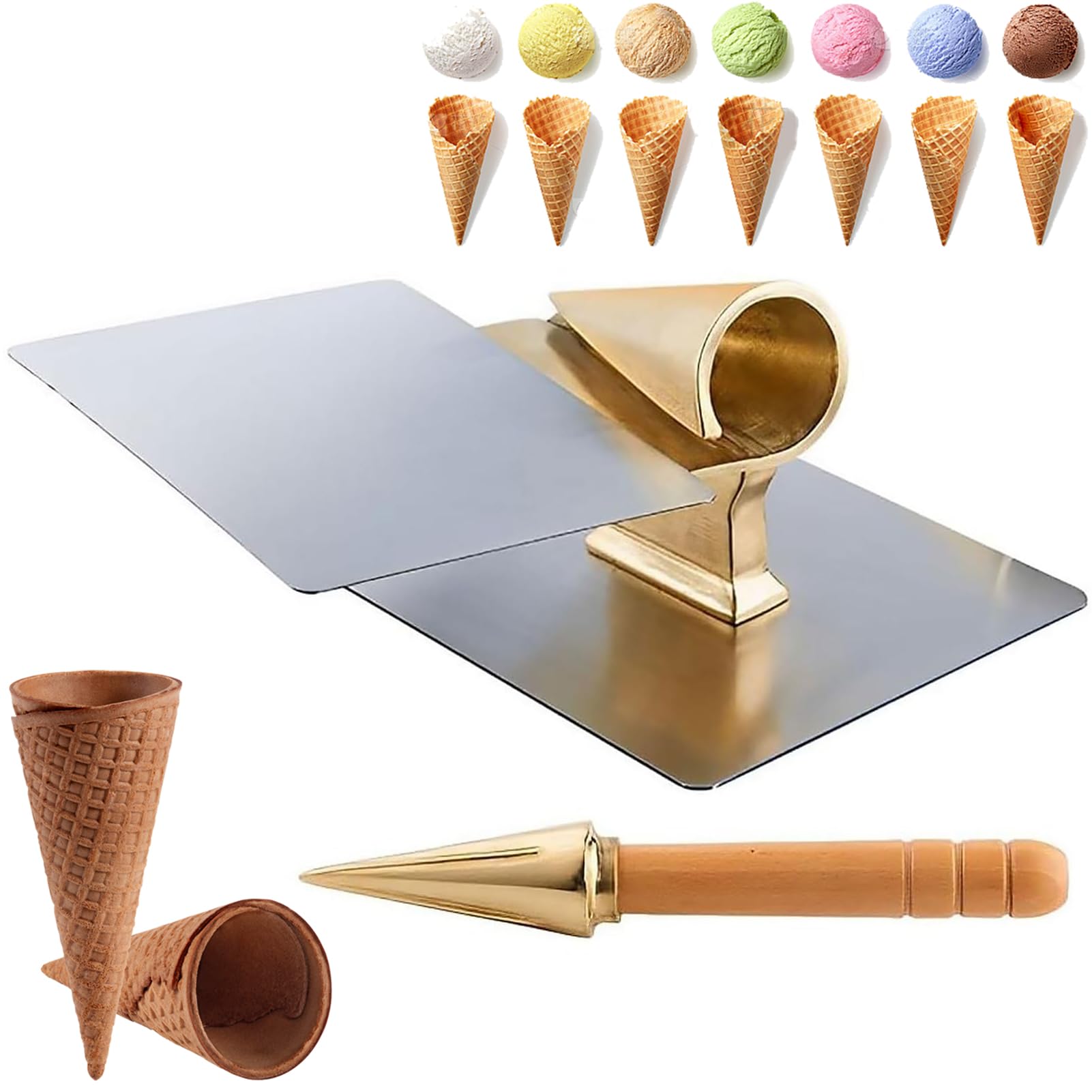 GYKOZY Commercial Ice Cream Cone Molds with Comfortable Handle for DIY Waffle Cones and Pizza 41mm
