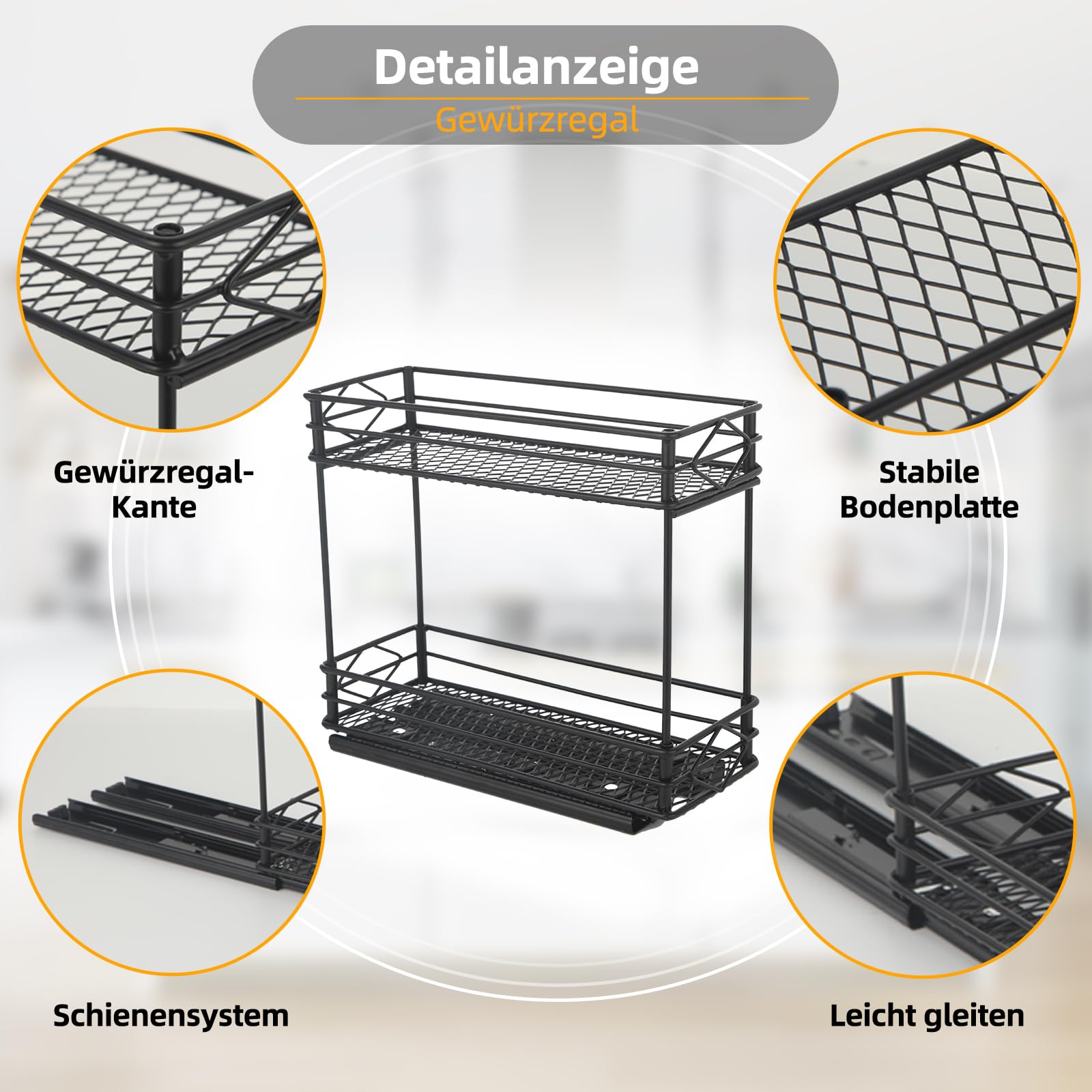 EasyVibe Organizador de especias, 2 unidades, estantería de almacenamiento de 2 niveles, para cocina, estante de especias, organizador de armario de cocina, organizador con armario, botellas de