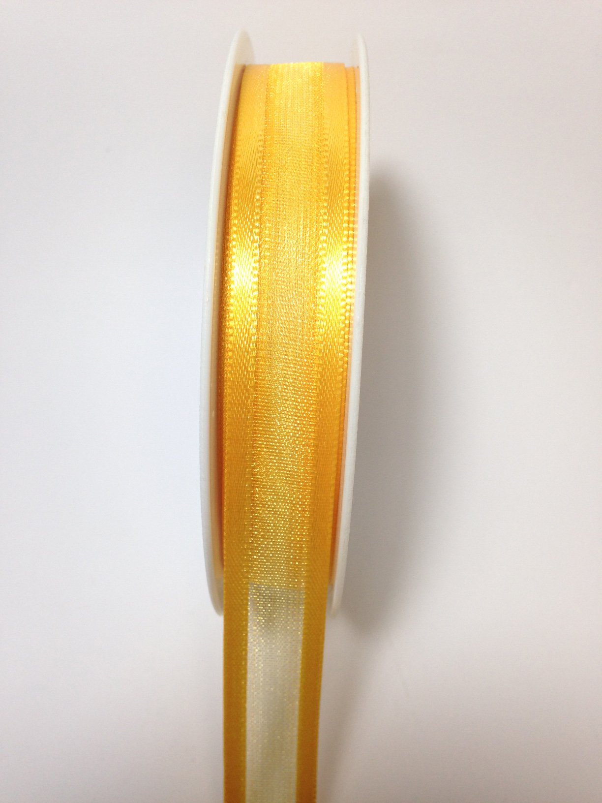 Rpribbon Gold 1 Metre Trim Of Light Satin Edged Organza Ribbon 15Mm Wide