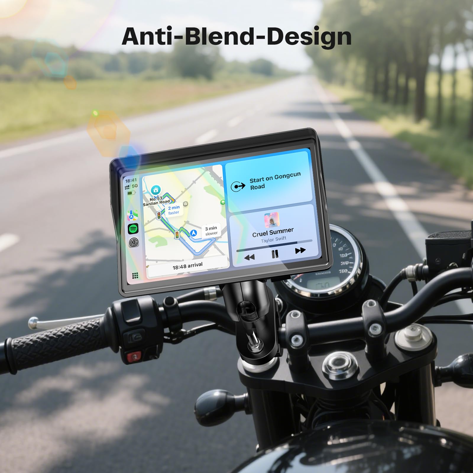 WonVon 5 Zoll Motorrad Carplay Display Motorrad Navigationsgeräte mit Motorrad Navi CarPlay & Android Auto Wasserdicht Motorräder Display mit Bluetooth Sprachassistenten Magnetische Halterung
