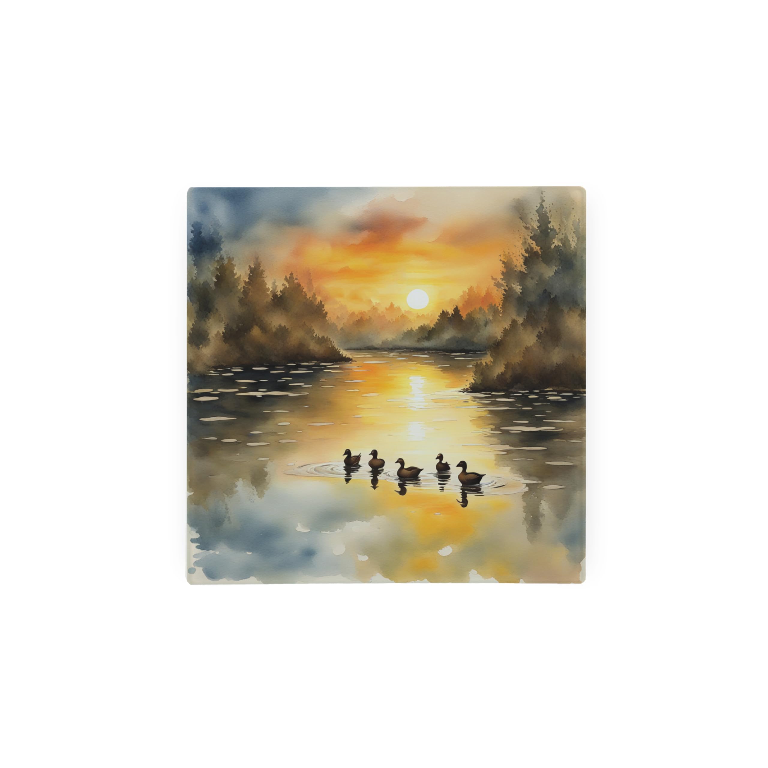 River Ducks Hot Pot Stand Trivet - British Wildlife Art Glassware Gift/Present - Kitchen Chopping/Cutting Board Worktop Protector with Non-Slip Feet 20cm x 20cm (8" x 8")