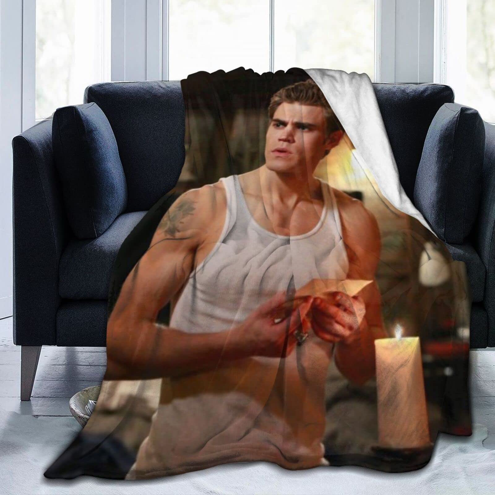 DJNGN Cozy Plush Stefan Thow Blanket Salvatore Flannel Blanket,Bedding Warm Fleece Soft Blanket for Sofa Couch Living Room Office Car Camp Beach Blankets 60"X50"