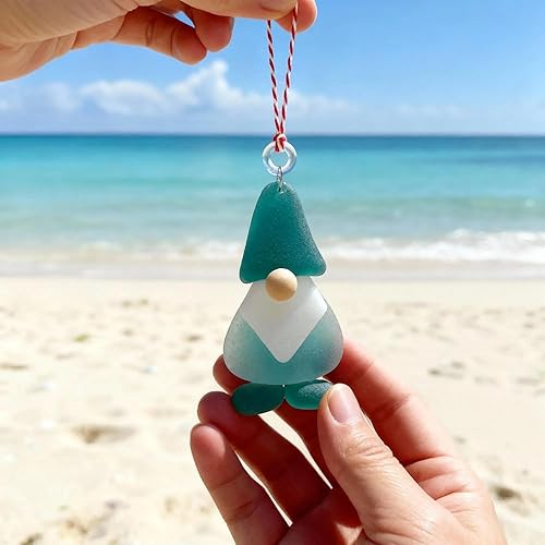 Miniatura 4 de Handmade Sea Glass Christmas Ornament, A Beach-Themed Christmas Decoration Made of Natural Sea Glass and Jute Rope, Perfect for A Special Occasion.