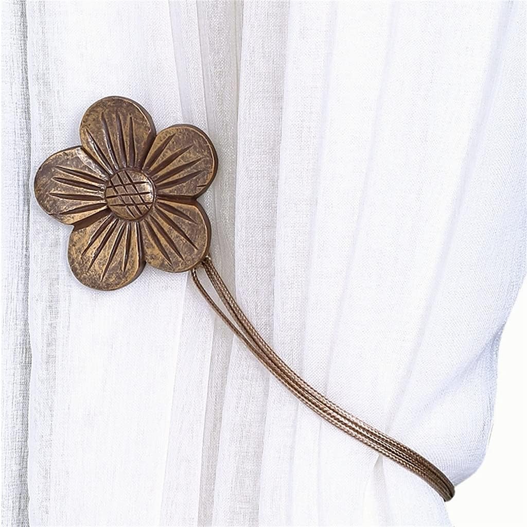 Curtain Magnet Buckle A Pair of Pastoral Flowers Indoor Bedroom Living Room Soft Decorative(E)