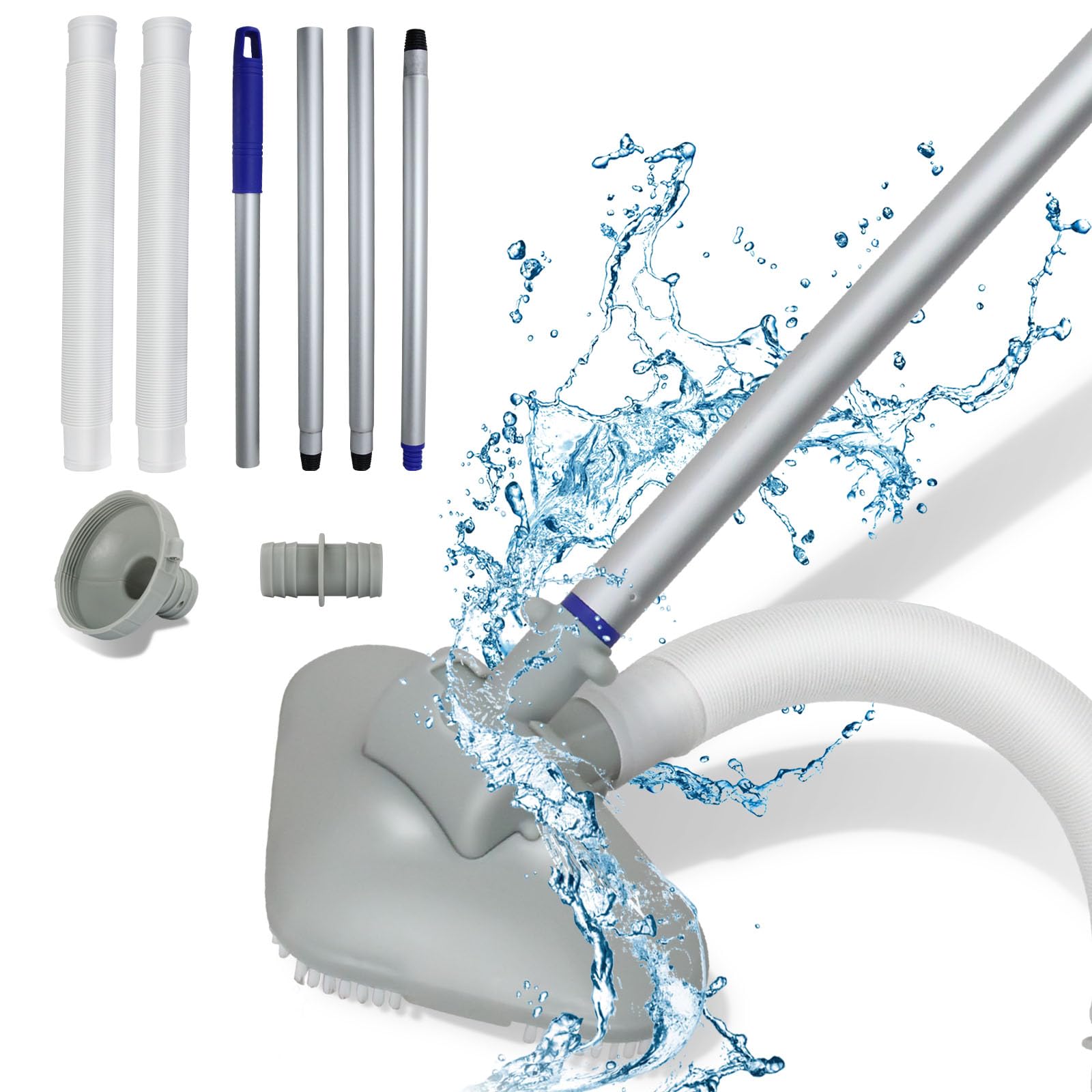 Magoog Pool Vacuum for above-ground Pool,Pool Vacuum Power by Filter Pump,Pool Vacuum Cleaner with Telescopic Pole,Pool Vacuum for above-ground Pool with Filter Pump