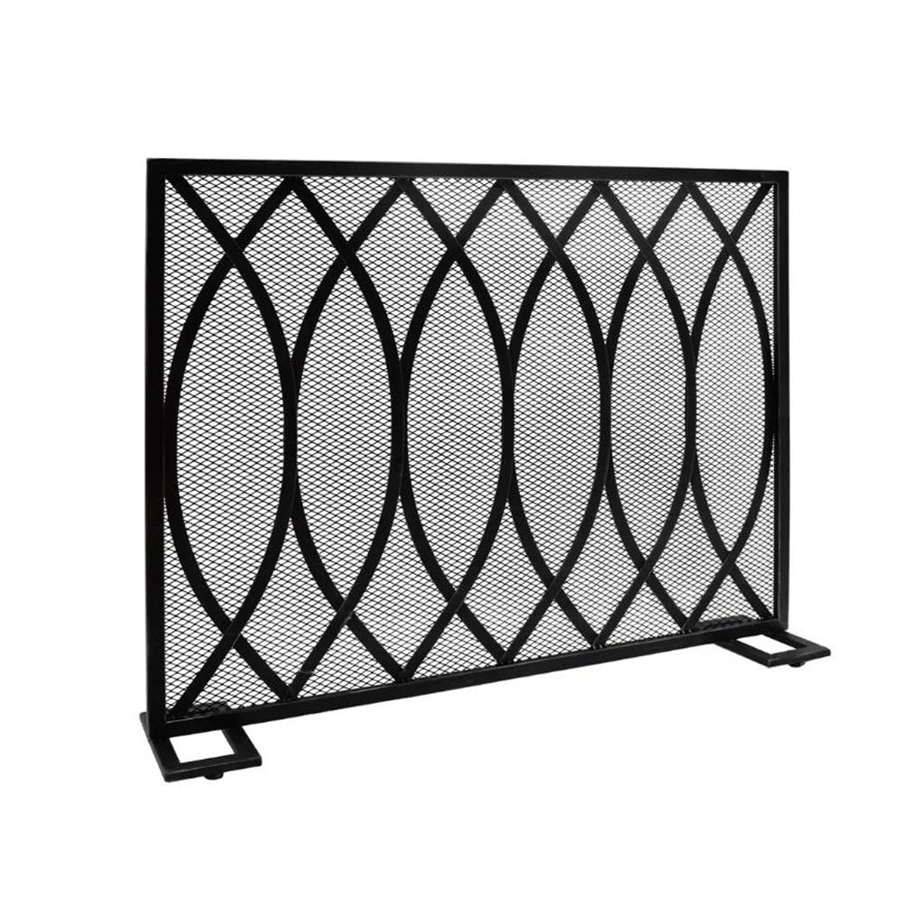 Écran de cheminée en fer forgé avec filet de cheminée intérieur et clôture de protection noir - 4