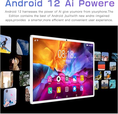 Miniatura 3 de Tabletas Android 12 de 10.1 pulgadas, procesador 5G WIFI 10 Core 6GB RAM 128GB ROM Dual Sim Tablet con batería de 8800 mAh, altavoz dual, GPS,