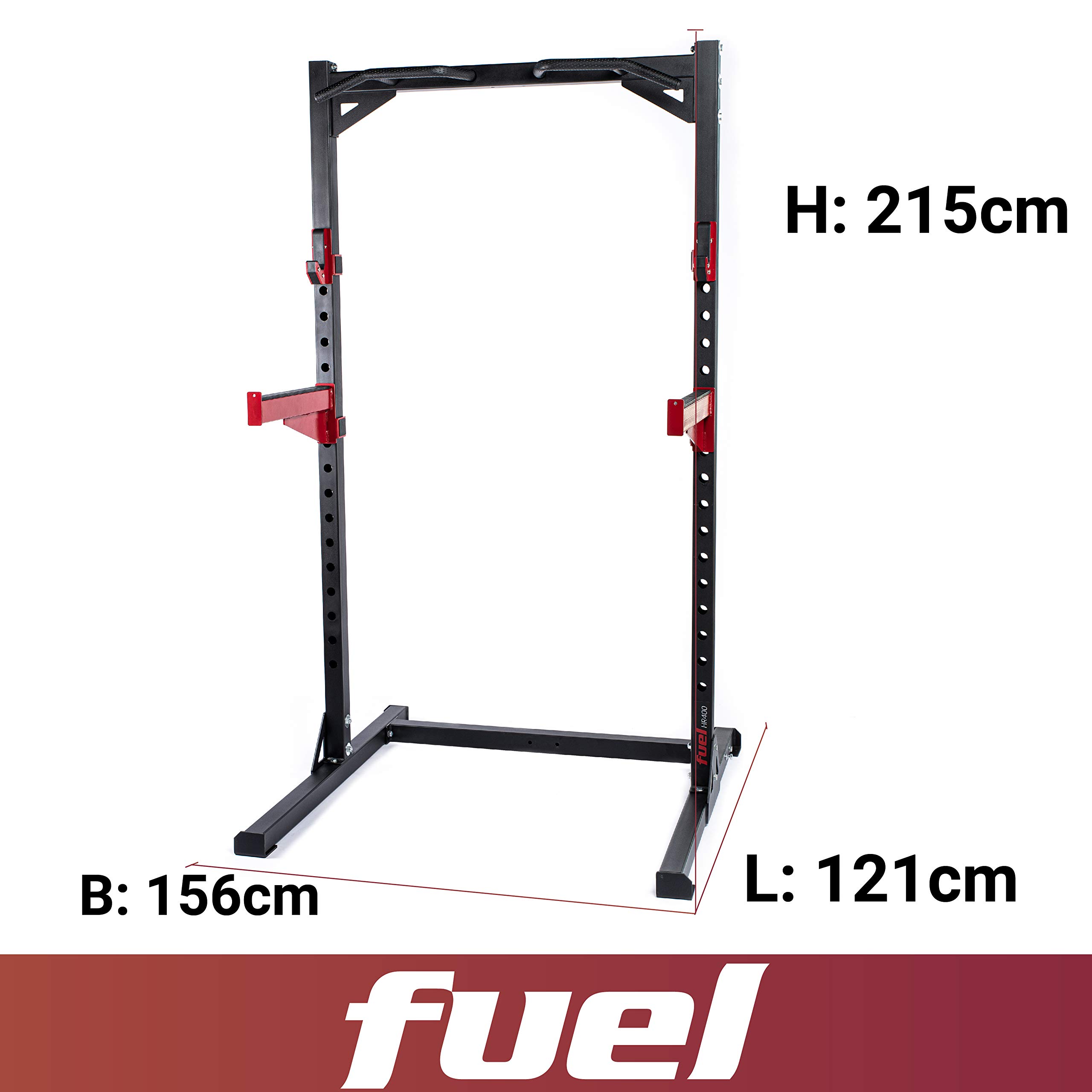 Half Cage HR300 Verstellbarer Kniebeugeständer mit Sicherheitsablagen, Squat Rack mit Langhantelständer, Kniebeugeständer mit Klimmzugstange, bis 272kg belastbar