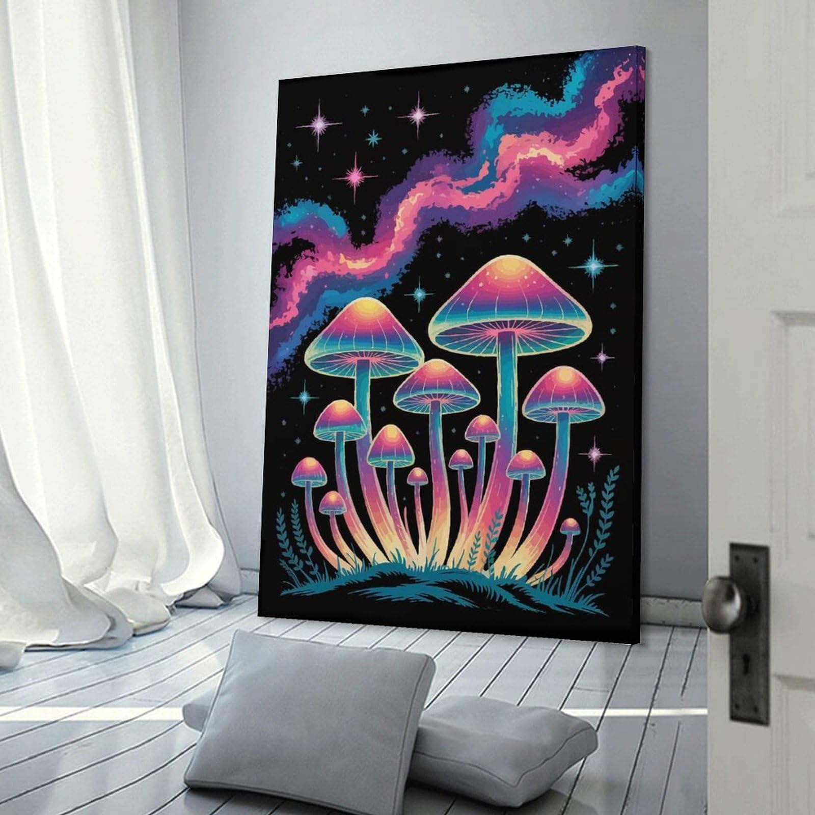 sinyumoney Mushroom Galaxy Bedroom Wall Art for Gifts Bathroom Home Kitchen Office Decor Canvas Art 24x36inch(60x90cm)