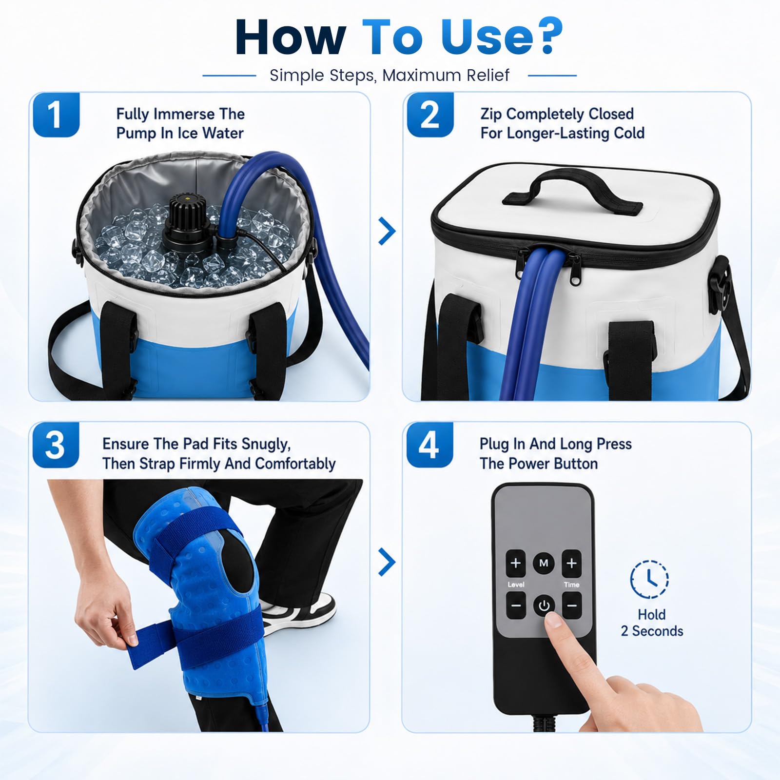 Kältetherapie Maschine 19L/20QT Eismaschine, Kühlmanschette Kniemit Verstellbarer Teleskopstange & Rollen, 5-Stufen Durchfluss & 2 Timer-Modi, für Post-OP Schmerzlinderung, Schulter Rücken