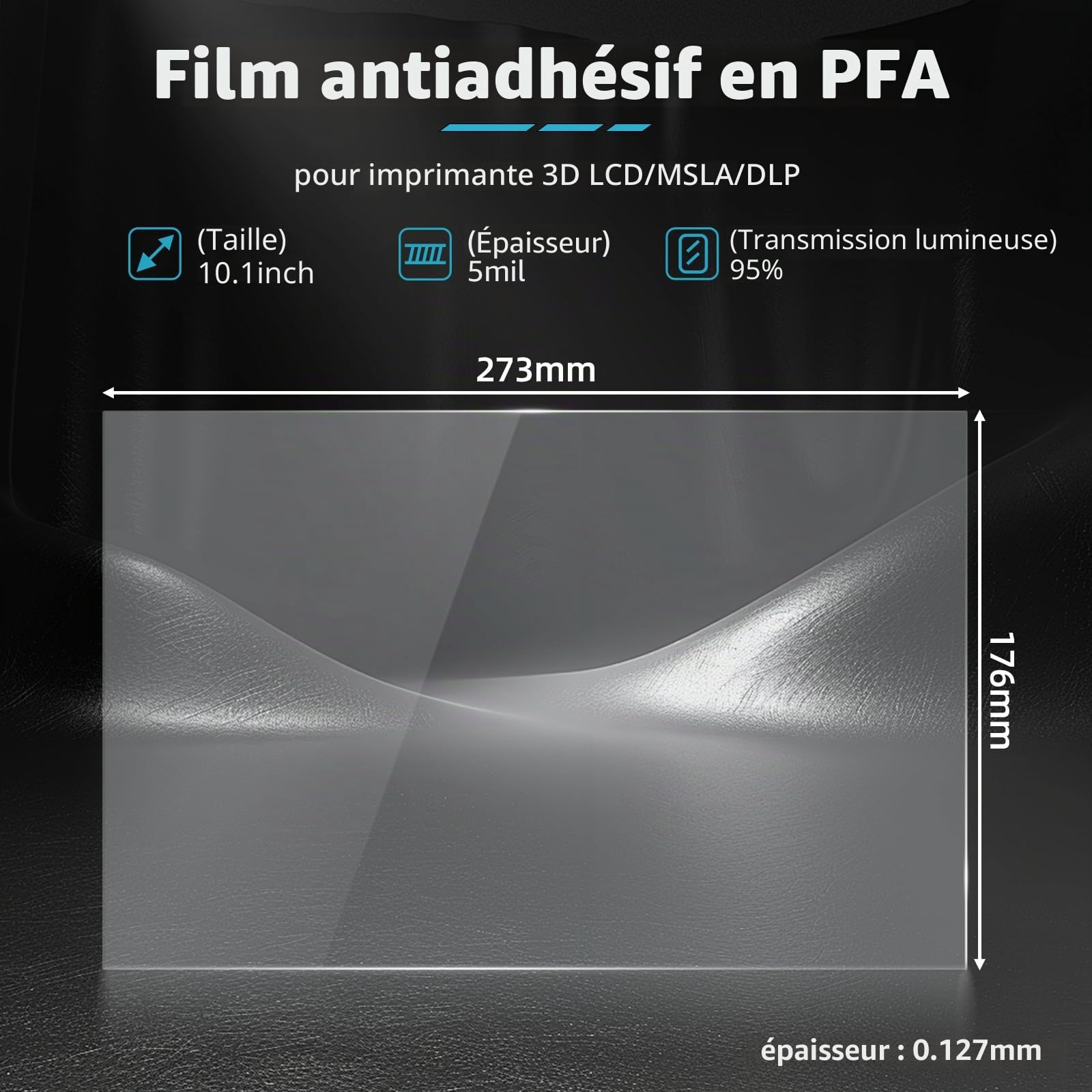 Saturn 4 Ultra PFA Release Liner Film 5PCS 273x176mm for | Elegoo Saturn 2 3 4 Ultra 4 Ultra 16K Resin Imprimantes 3D Haute Transmittance de la Lumière & Haute Vitesse d'Impression