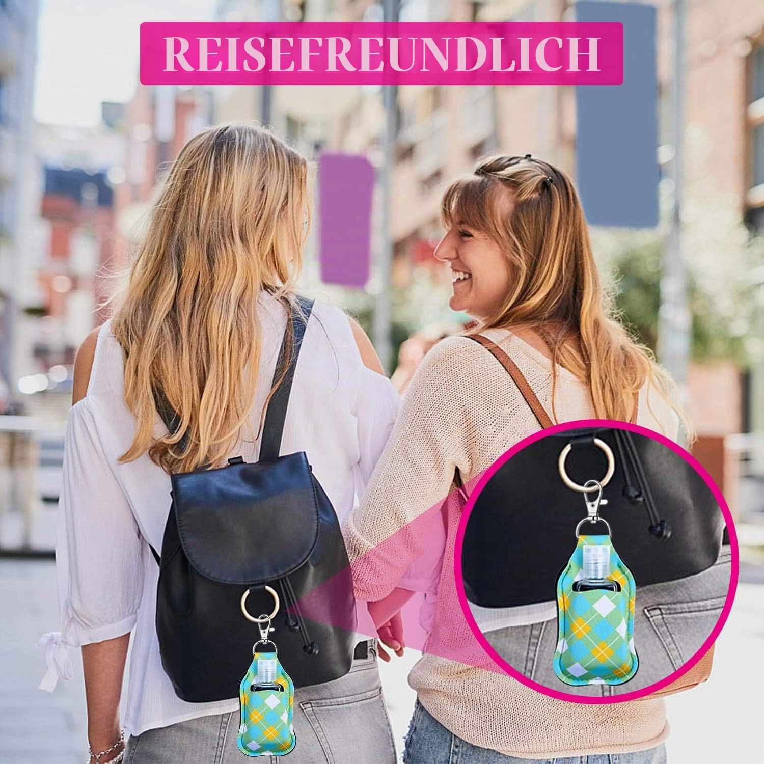 Shynek Händedesinfektionsmittel Halter, 40 Leere Flaschen und Schlüsselanhänger Halter Set enthält 20 Wiederverwendbare Flaschen, Schlüsselanhänger Träger für Händedesinfektionsmittel