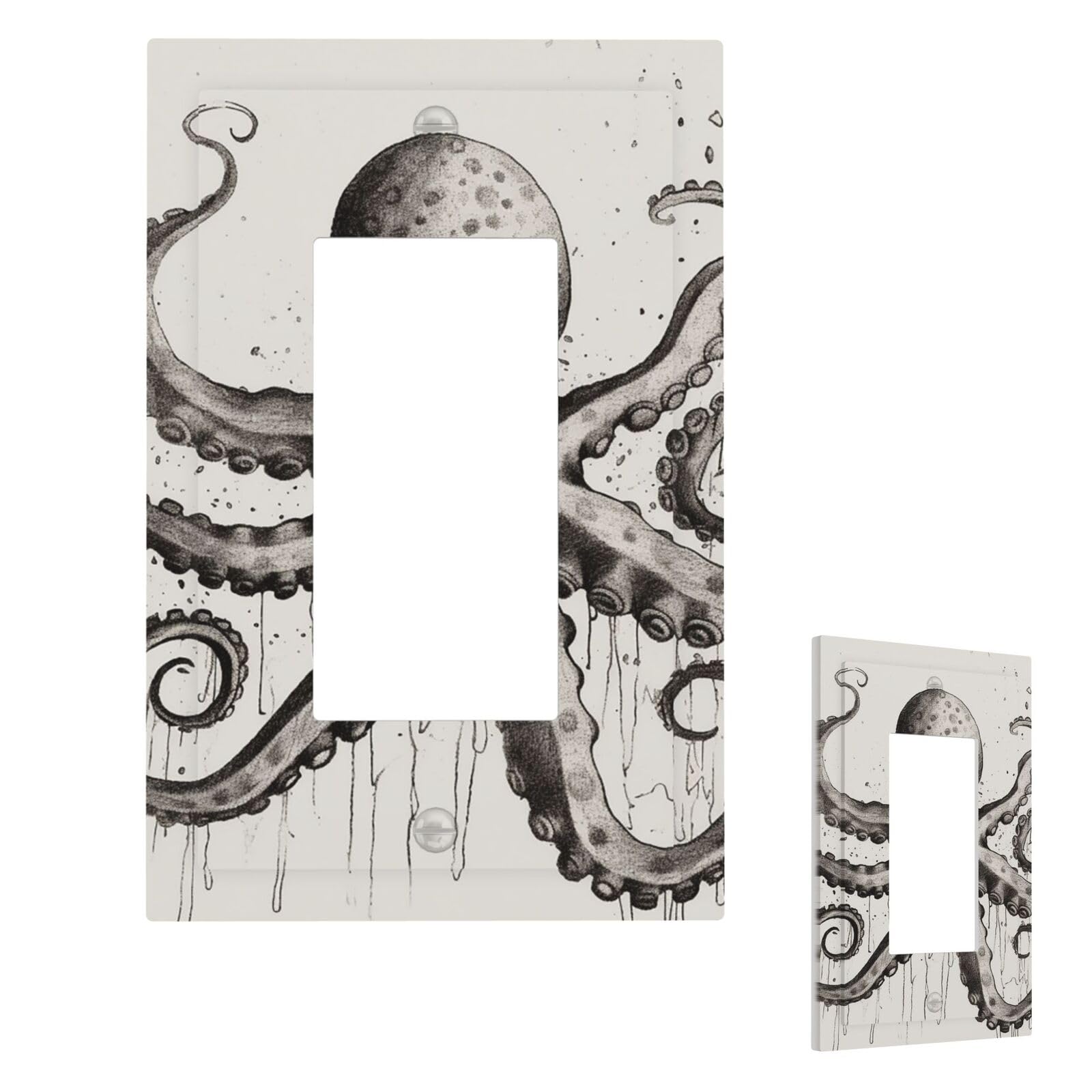 Octopus Wall Plate Cover 1 Gang, Modern Decorative Light Switch Cover Unbreakable Receptacle Outlet Covers for Living Room Bedroom Decor
