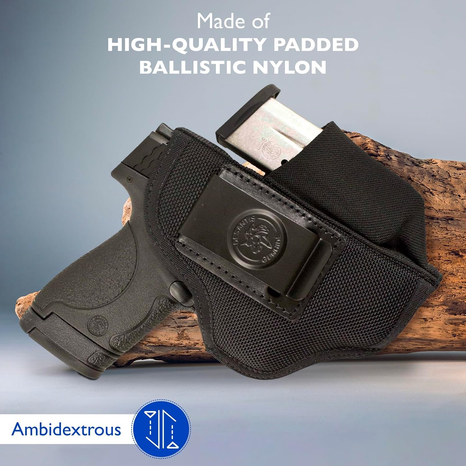 DeSantis Pro Stealth IWB Holster - Fits GLOCK 26/27, Taurus G2S/G2C/G3C, S&W M&P CPT 9/40, Shield 9/40/45, F/N 503, Ruger SR9/40 CPT, Kimber R7 Mako, Walther PPS/PPSM2/CCP, S/A XDS 3.3" - Ambidextrous