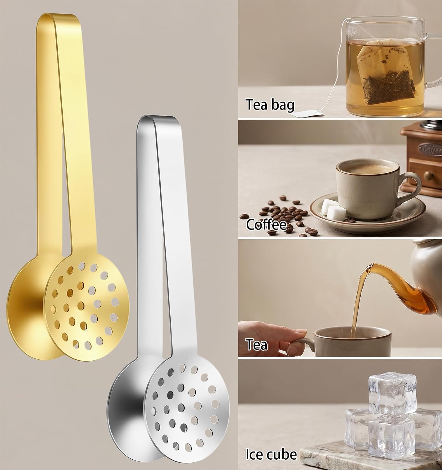 2 Pack Tea Tongs, Tea Bag Squeezer for Hot & Cold Teas