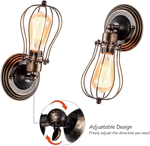 Miniatura 3 de Juego de dos apliques de pared vintage industriales, lámpara de pared de granero de metal vintage, luces de granja para interiores, iluminación