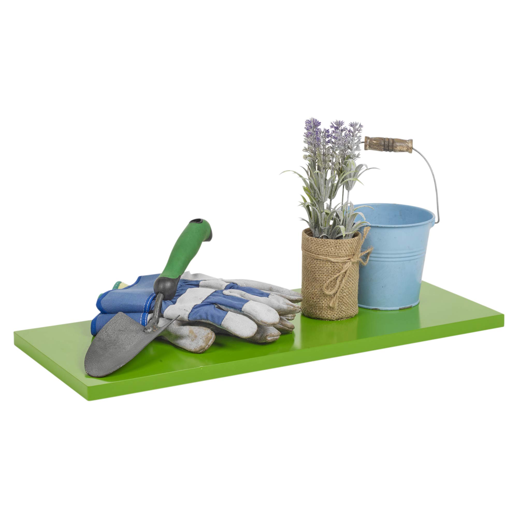 Urbnliving Green Wooden Floating Shelves With Metal Wall Brackets, Colourful Lacquer Finish Design Display Storage Racks, Available In 3 Sizes (, 60 X 23.5Cm)