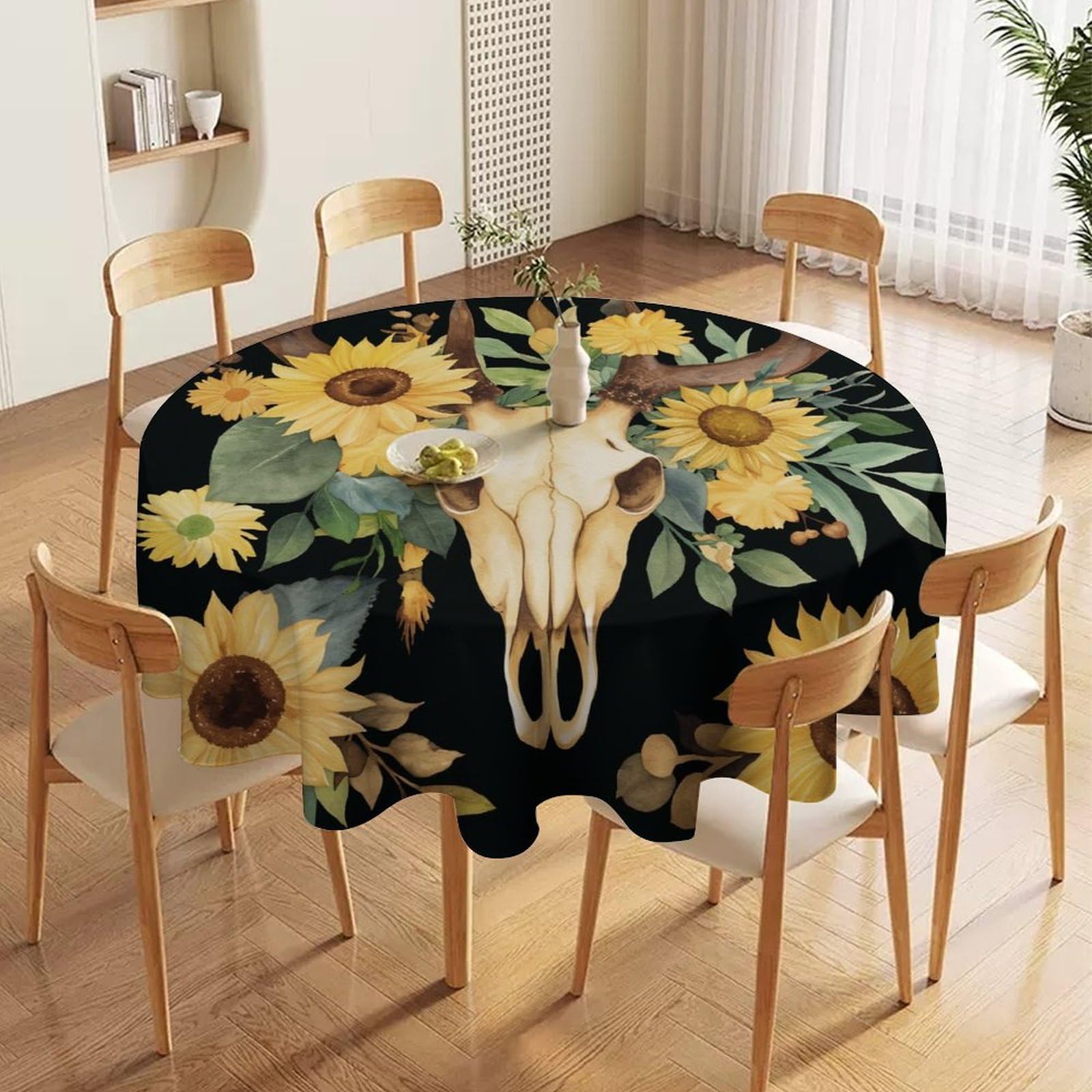 ORDOBO 3D Print Round Tablecloth - Cartoon Trees Waterproof Dust-Proof 3D Print Table Cover For Dinner Kitchen Garden Fashion Home Countertop Decoration 177X177Cm