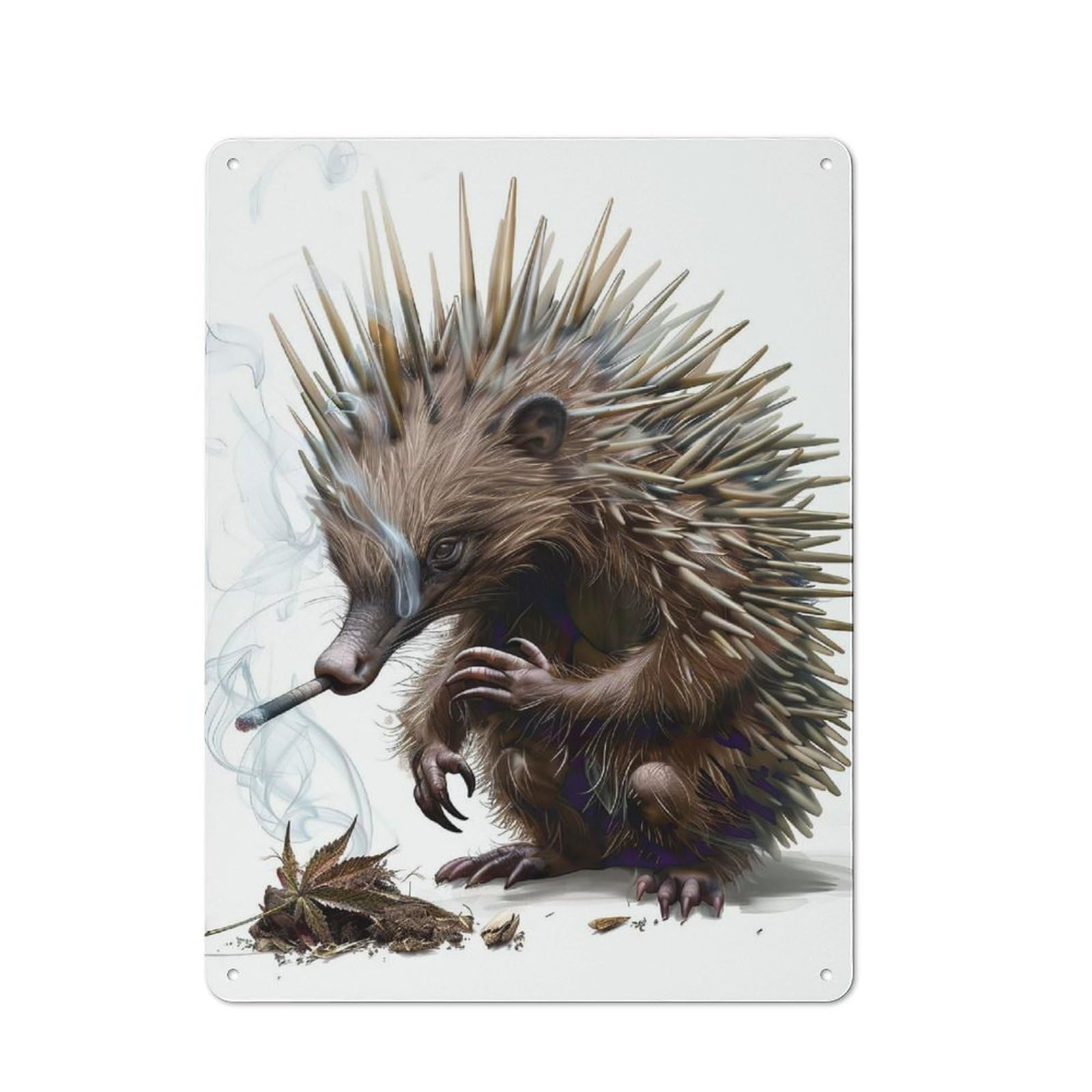 Vintage Echidna Smoking Vintage Tin Sign 40x30cm, Cafe Wall Decor for Bakery, Diner, Cafe Or Family Room