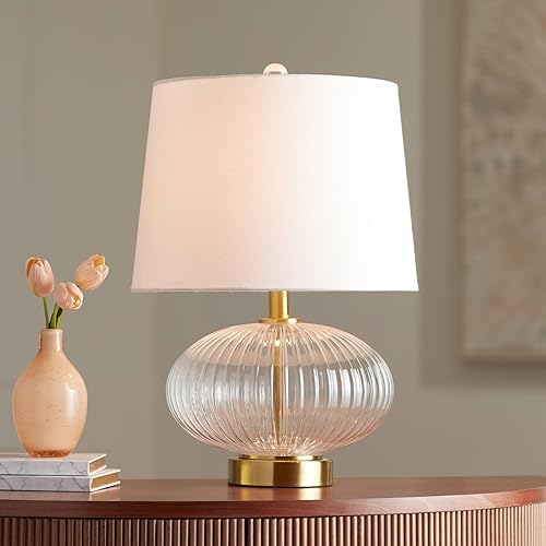 Miniatura 9 de 360 Lighting Darrah - Juego de 2 lámparas de mesa decorativas pequeñas de mediados de siglo de 19 pulgadas de alto, con puerto USB, cristal