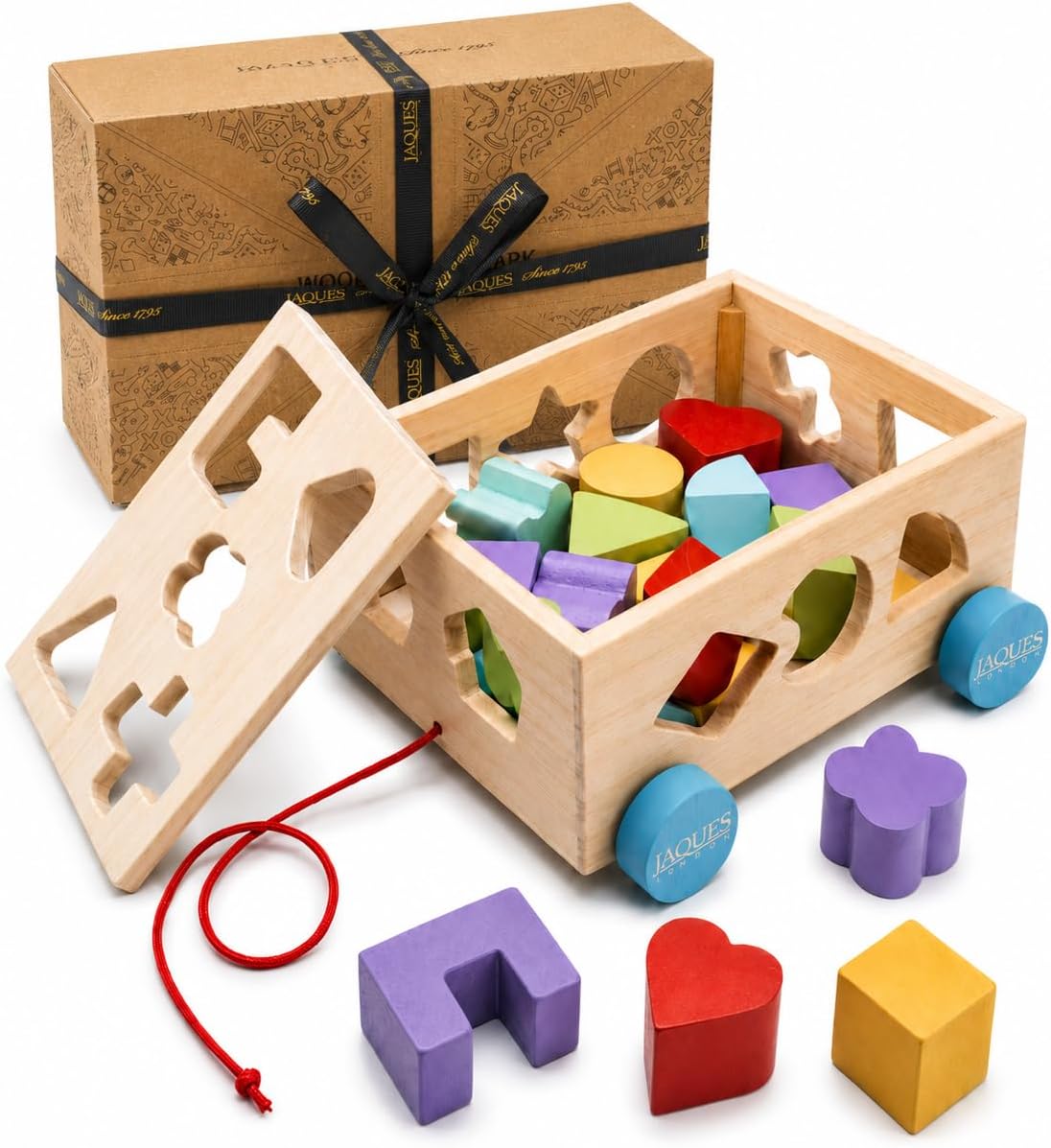 โ Jaques of London Wooden Shape Sorter for 1 year olds | Pull Along Wooden Toys for 1 2 3 Year Olds | Montessori Toddler Toys | Since 1795