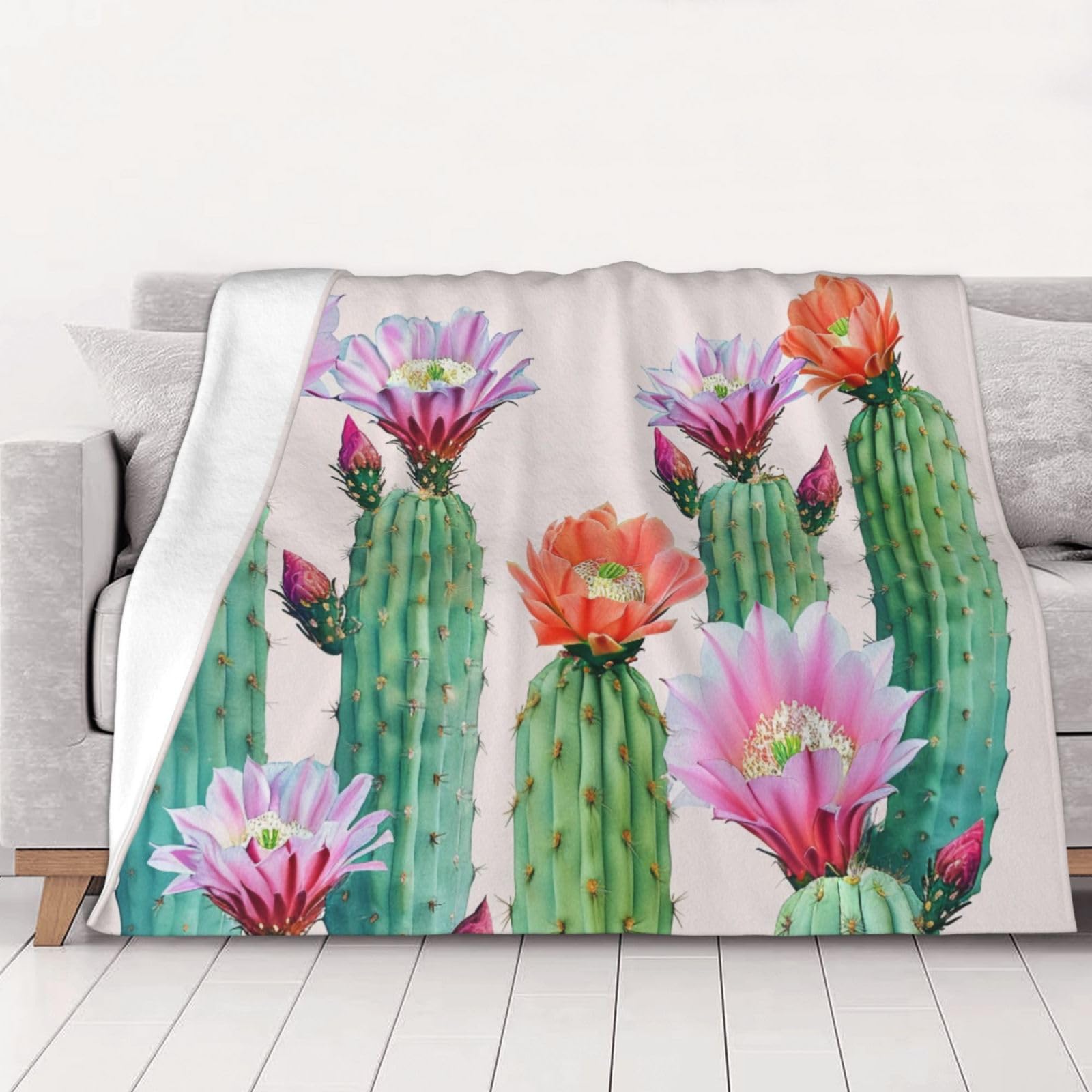 Couverture flanelle plante fleurie douce, idée cadeau adultes idéal