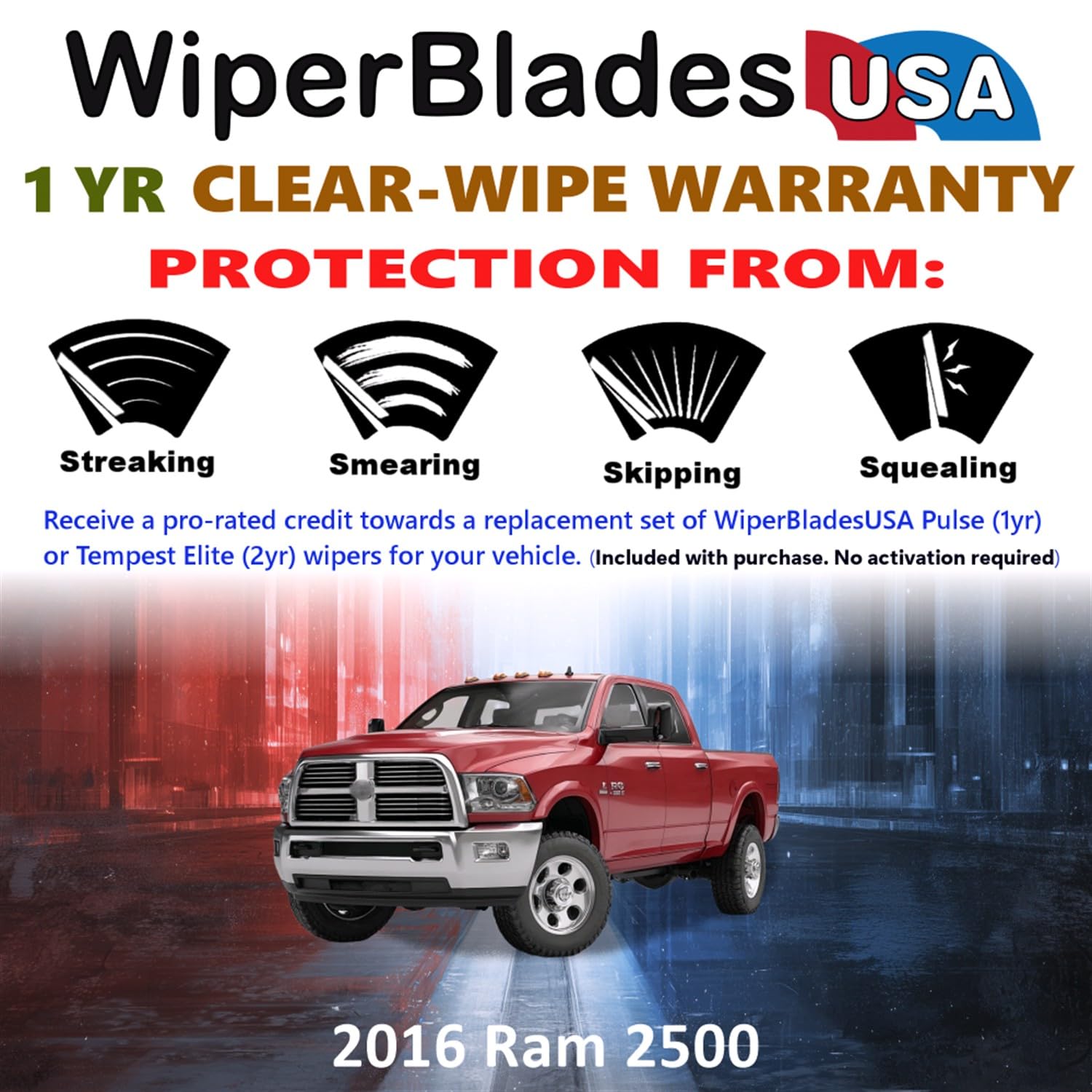 WiperBladesUSA Wiper Blades Set w/ 1yr - Key Features