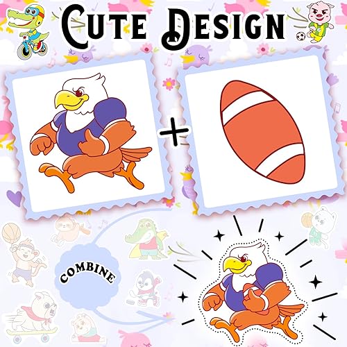 Miniatura 4 de 200 calcomanías de animales deportivos lindos para niños, calcomanías de animales Kawaii para botellas de agua, calcomanías de vinilo impermeables