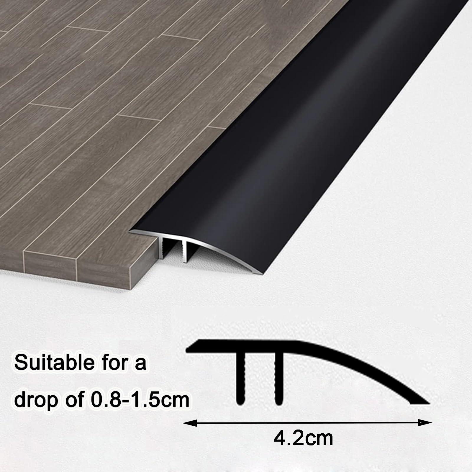 Vloer Overgangsstrip Laminaat Vloerbedekking Strips Zelfklevende PVC Vloer Deur Divider Strip Plat Laminaat Profiel Vloeren Rand Trim Deur Bar (2m X 4 cm, Bruin Houtkorrel