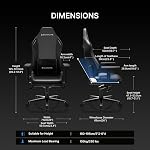 Blacklyte Athena Gaming Chair Ergonomic Computer Chair with Magnetic Head Pillow and Lumbar Support,149° Recline & 360° Swivel Racing Style Leather Desk Chair for Home Office,Gaming(Black-Leather)
