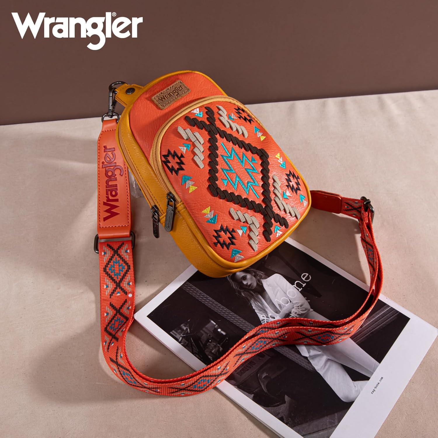 Wrangler Aztec Crossbody Sling Bag for Women Fanny Pack Shoulder Chest Bag Purse - Image 6