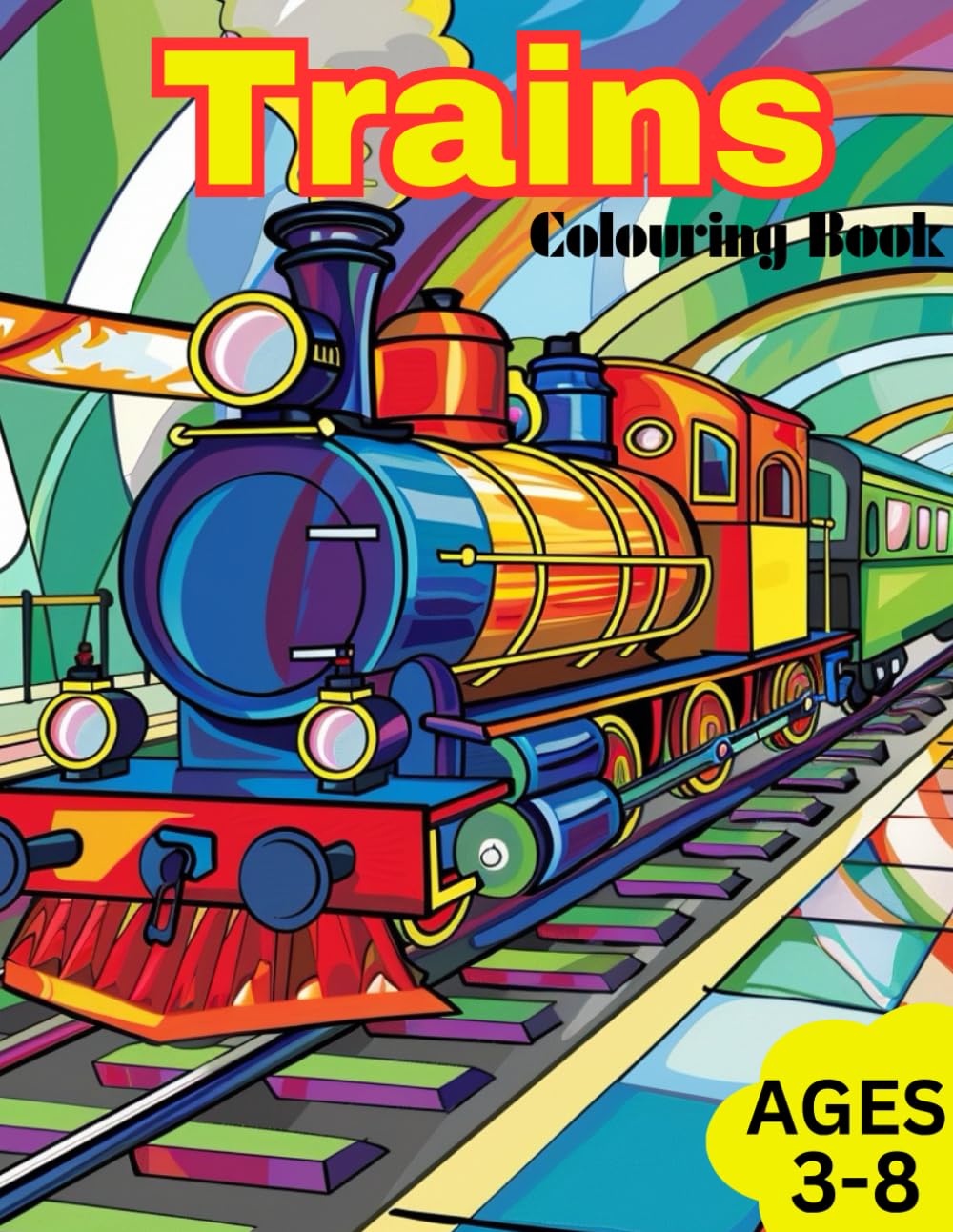 Trains Colouring Book: Awesome Trains Colouring in book for kids Aged 3-8