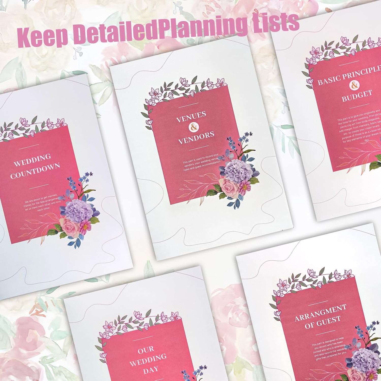 Wedding Planner Book and Organizer for Bride, Wedding Planning Binder & 4 Pages of Stickers, Engagement Unique Gifts for Couples, Wedding Planners Essentials, Easy Personalized Bridal Planning