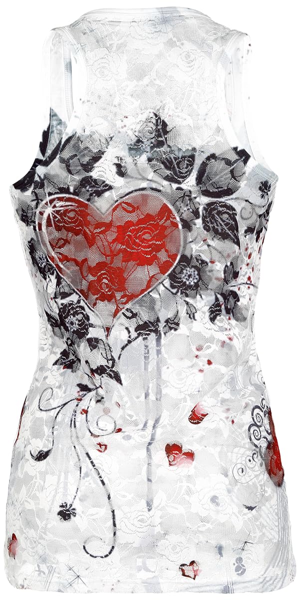 Innocent Rose Heart Mujer Top Blanco Spitzendetails Regular