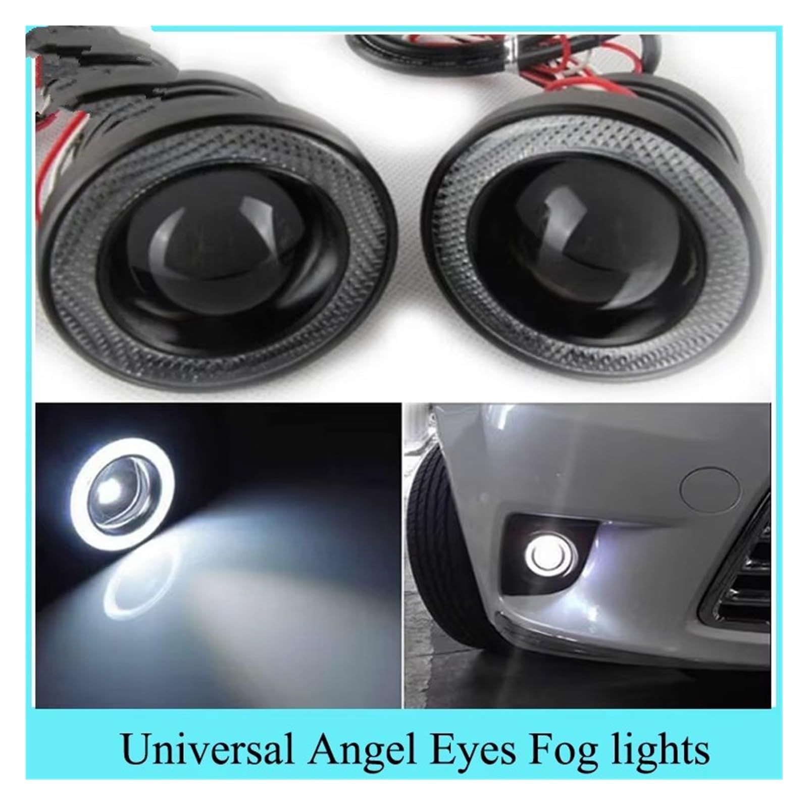 1 Set COB LED Angel Eyes – Mistlampen Met DRL – 76 Mm (3.0 Inch) – Universeel 12V – Witte Ring – IP65 Waterdicht – Voor Auto, Dagrijverlichting