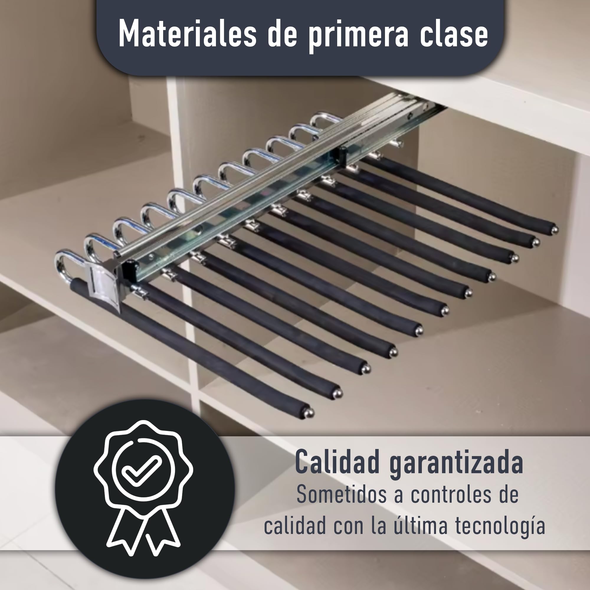 AZERODESIGN- Pantalonero Extraible para Armario - Organizador Pantalones- Pantalonero Doble Antideslizante- 11 Perchas Pantalones- Profundidad 47 cm, Ancho 35 cm, Altura 10 cm